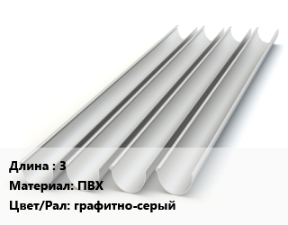 Желоб 3 ПВХ графитно-серый, шт, Технониколь Макси цена от 1028 сом / шт, где купить, условия доставки в Оше и Ошской области
